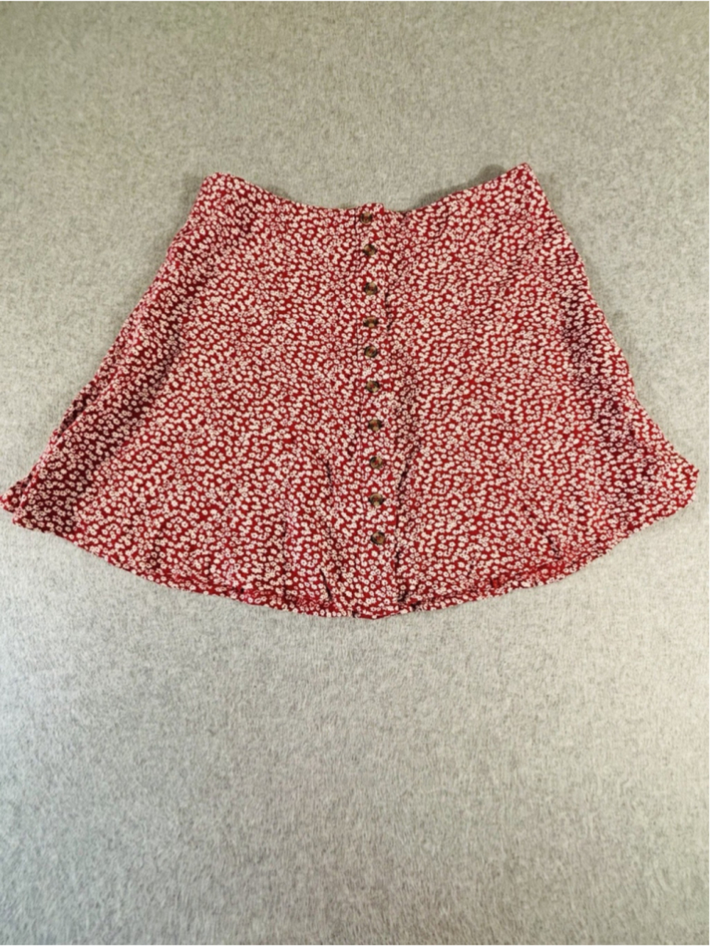 American Eagle Floral Skirt Womens Size 4 Red Button Front Mini Skater